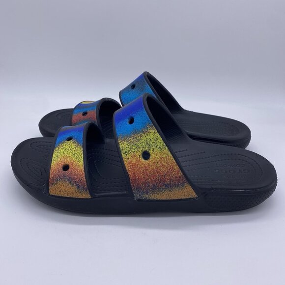 CROCS Classic Spray Dye Two Strap Slide Sandals Mens 10 Womens 12 Rainbow main image 5